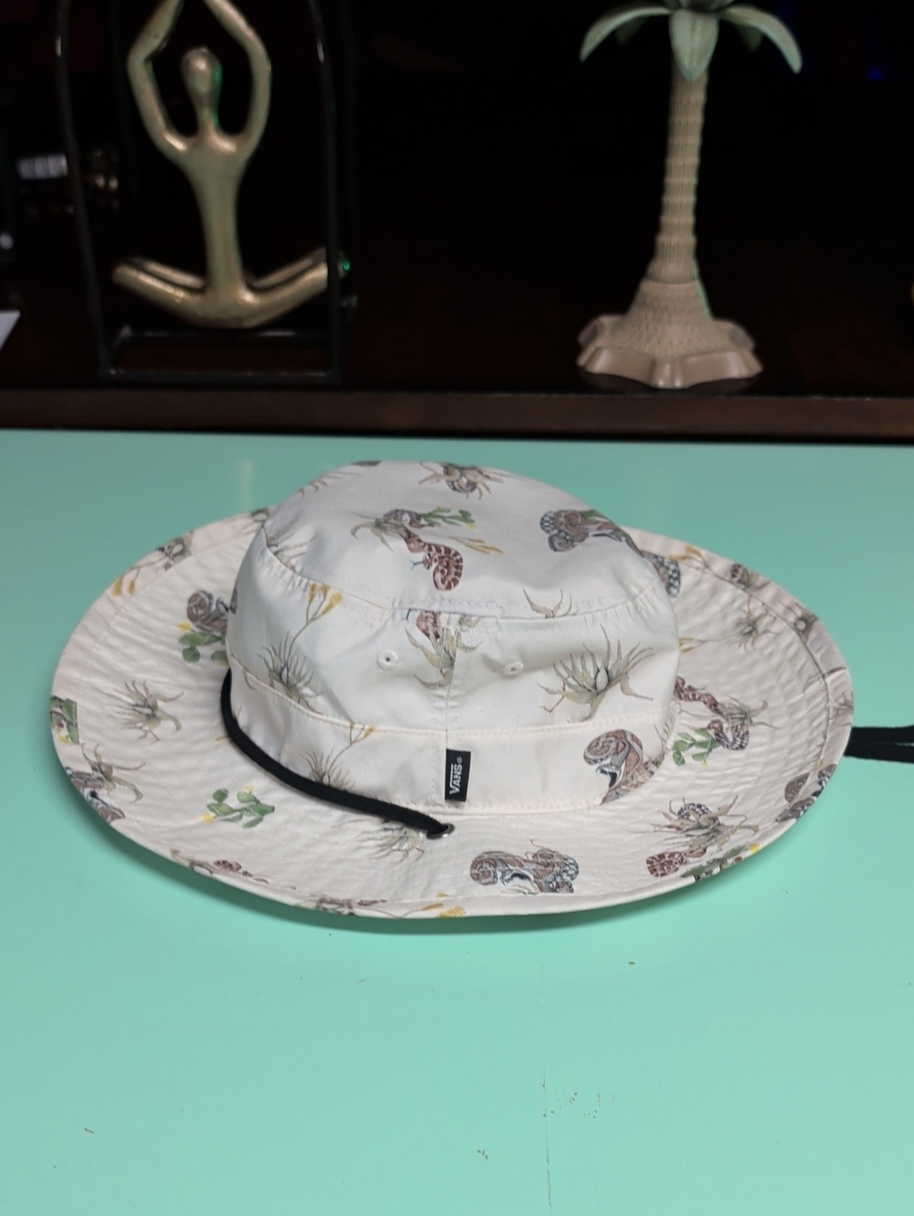 Vans Beige Floral Bucket Hat with Chin Cord
